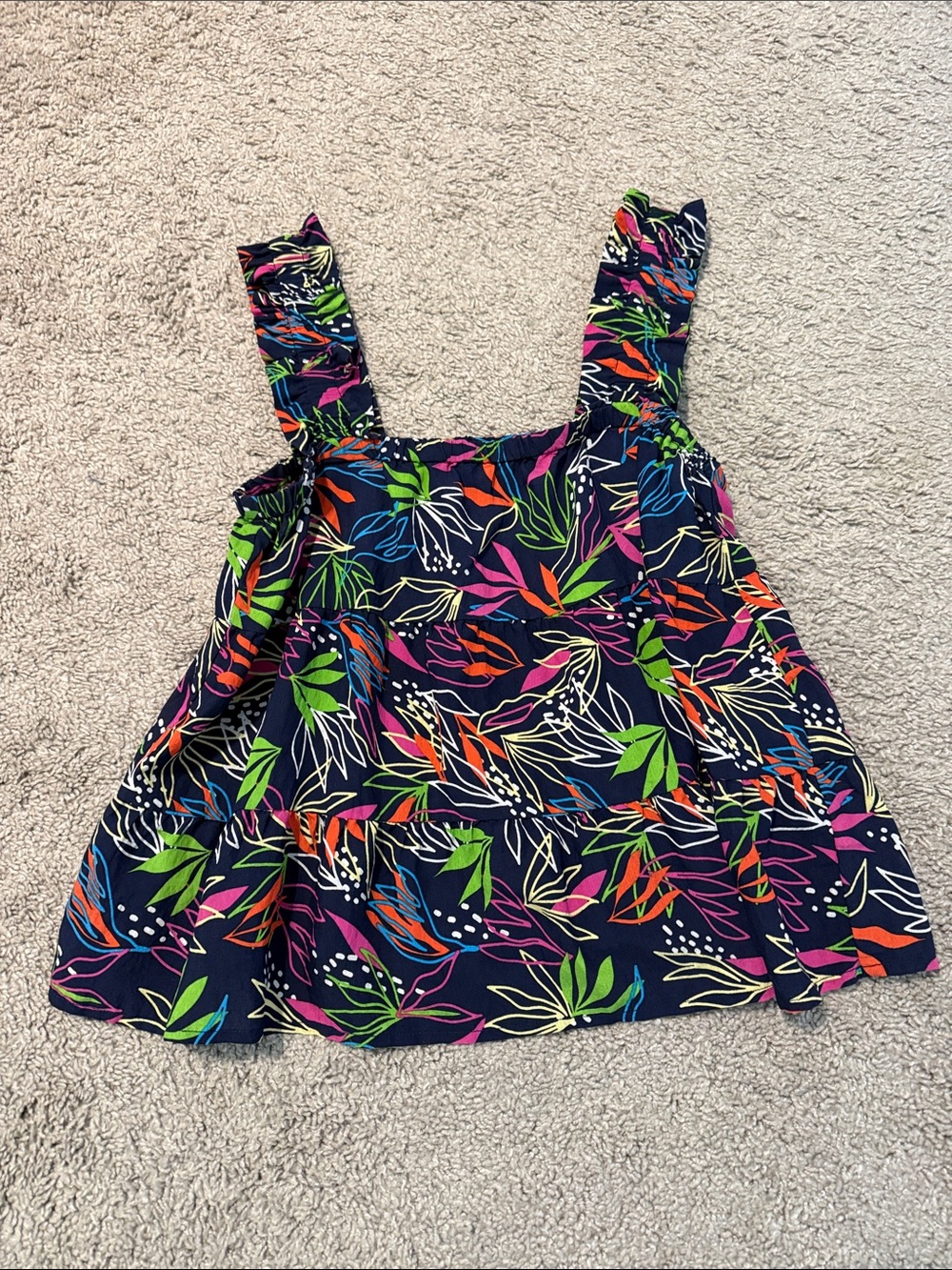 THML Multicolor Floral Print Tank Top - Navy Base